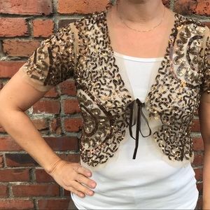 Anthropologie capelet - gold sequin